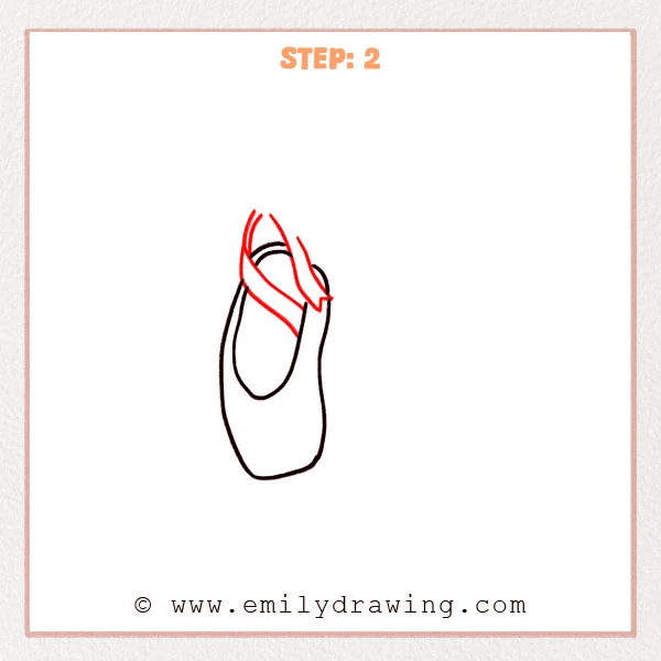 how to draw a ballet shoes - Step 2